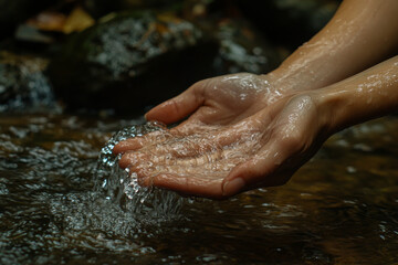 Fototapeta premium person washing hands