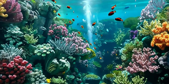Submerged coral forest with mesmerizing textures and marine life diversity, 4K Video