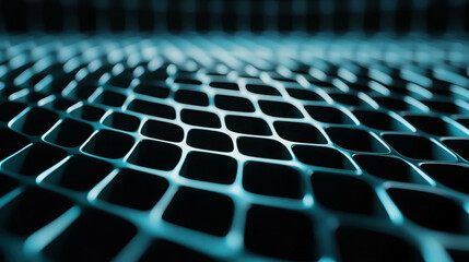 Obraz premium Abstract technological background with shimmering grid pattern featuring smooth curves and peaks, creating a sense of depth and dimensionality in a futuristic design