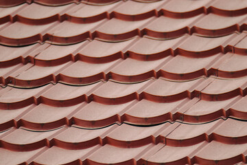 Crimson Metal Roof Tiles: Vibrant Red Texture - Architectural Detail in Bold Color