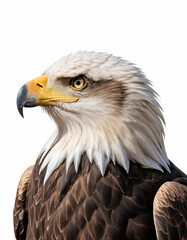 Obraz premium Majestic Bald Eagle Portrait on White Background Wildlife Photography Concept. 