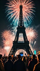 fireworks on the eiffel tower