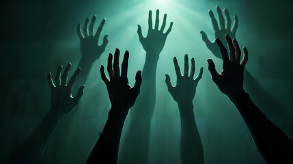 Crafting A Dramatic Depiction Of Ghostly Hands Manifesting Sinister Fears And Eerie Suspense