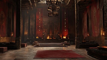 Obraz premium Burning Village Interior 