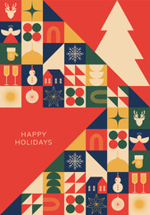Obraz premium Geometric Christmas Cards In Modern Minimalist Style For Cards, Greetings. Vector
