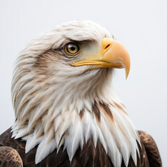 Obraz premium Majestic Bald Eagle Portrait on White Background Wildlife Photography Concept. 