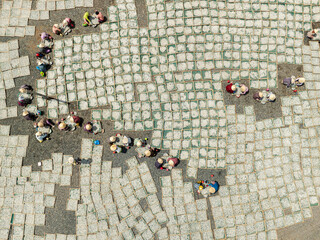 Drying anchovies after processing by fishermen in Binh Thuan, Vietnam. This is completely manual...