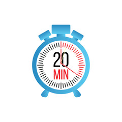 Stopwatch 20 minutes icon illustration in flat style With a white background