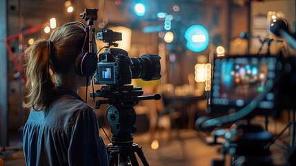 A professional content creator setting up their equipment for a captivating video shoot