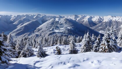 winter mountain landscape. Generative AI.