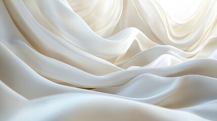 Fototapeta premium Elegant white fabric creates gentle waves and gradients, providing an ideal background for display presentations. The smooth texture of the white fabric enhances visual appeal with ample copy space.