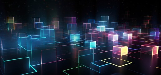 Obraz premium Interactive Digital Cubes Virtual Environment Graphic Visualization Futuristic Concept