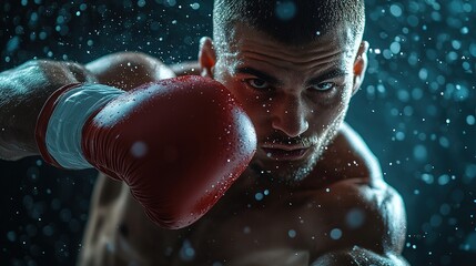 Close-up of a boxer performing a defensive slip, dodging a punch with perfect form, showing focus and agility