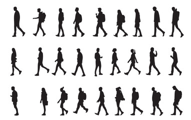 Fototapeta premium A collection of vector silhouettes featuring individuals in dynamic and static poses