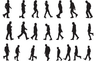 A vector silhouette set of people in striking black designs