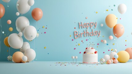 Lively and Cheerful Birthday Party Scene Featuring a Mix of Colorful Balloons Delicious Cake and Sparkling Confetti Celebrating a Special Milestone or Occasion