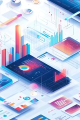 Fototapeta premium modern social media banner about marketing roi with AI marketing,generative ai
