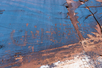 Detail of indigenous culture Petroglyphs etch in the walls along Potash Road in Moab Utah