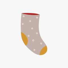 Drawing of winter socks. Hand drawn winter, autumn, Christmas cozy accessory. 