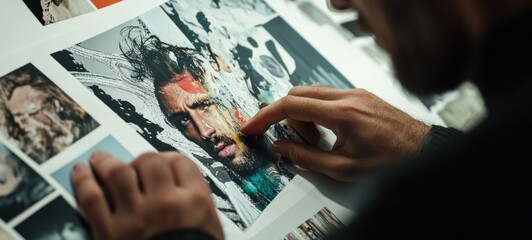 Art Director Reviewing a Stunning Male Portrait