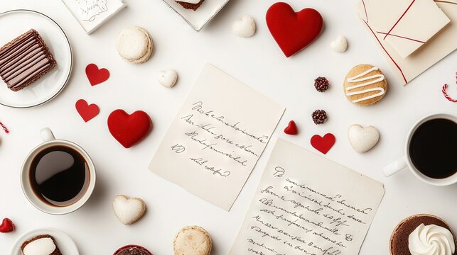   A chart displaying an array of diverse cakes and cupcakes accompanied by a sheet containing written content