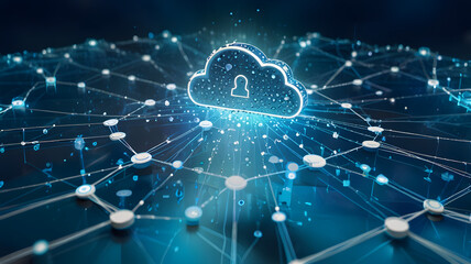 Obraz premium cloud security concept with digital lock and encrypted network connections ensuring data protection online 