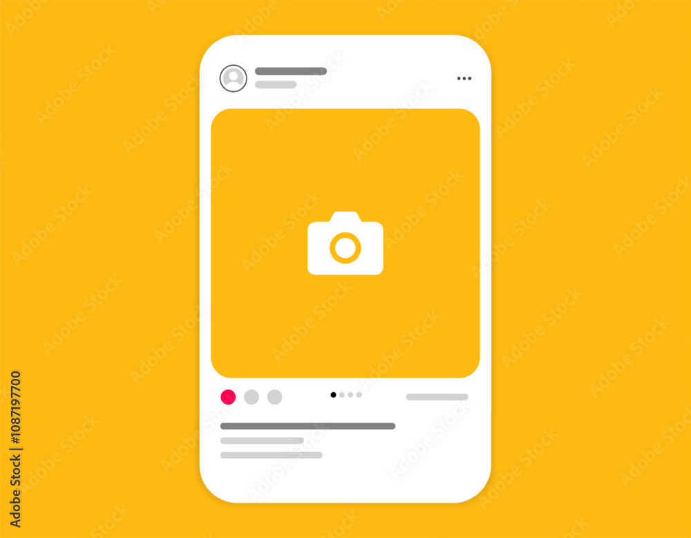 Poster social media carousel post template mockup. mobile app interface with blank pictures, editable posts