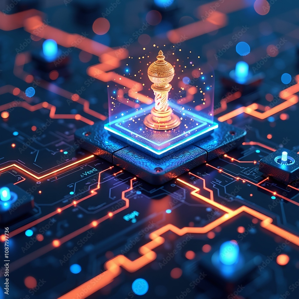 Aufkleber abstract digital chip representing advanced cybersecurity and data protection
