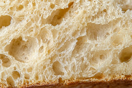 Close-Up of Bread Texture Revealing Airy Crumb Structure
