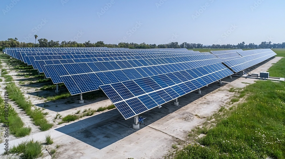 Poster Cutting Edge Sustainable Smart Home with Striking Solar Array and Optimized Battery System for Renewable Energy Utilization  A visually stunning