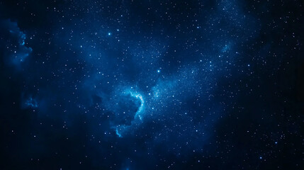 Vibrant cosmic landscape showcasing sparkling stars and deep blue nebulae in the night sky
