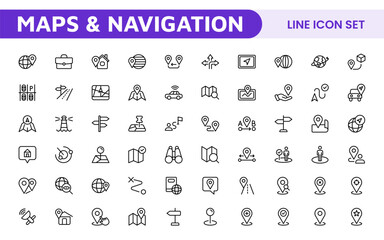 Maps Icon Set. Versatile and visually appealing icons for navigation, location services, and travel apps, designed to enhance user experience and make exploring the world more intuitive and enjoyable.