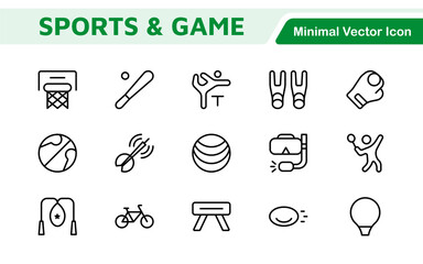 Sports and outdoor activities line icon set. Outline icon collection related to outdoor sports.