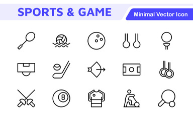 Sports and outdoor activities line icon set. Outline icon collection related to outdoor sports.
