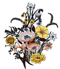 Beautifull  Flowers And Buds And Green Leafs