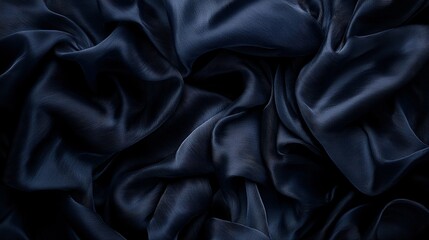 Fototapeta premium Close-up of black cloth with textured blue silk fabric Textured with blue silk fabric Dark and dark blue fabric Dark fabric texture Dark fabric, blue fabric texture