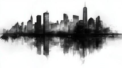 Fototapeta premium New York City Skyline Minimalist Design, sleek urban silhouette against a clean backdrop, embodying modernity and iconic architecture