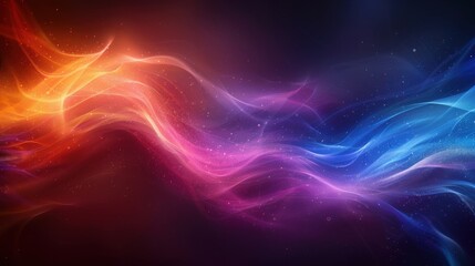 Colorful abstract waves flowing through space at night with vibrant hues and smooth gradients creating a mesmerizing visual experience