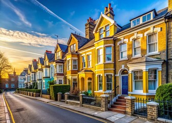 Fototapeta premium Serene Streets of Angel, North London: Edwardian Victorian Architecture and Quiet Charm in January 2018