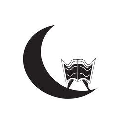 islamic celebration crescent moon qur'an silhouette vector