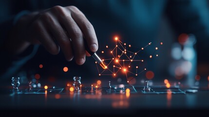 Vibrant 3D Visualization of Atomic Interactions with Laser Pointer Demonstration, Engaging Educational Display of Molecular Science