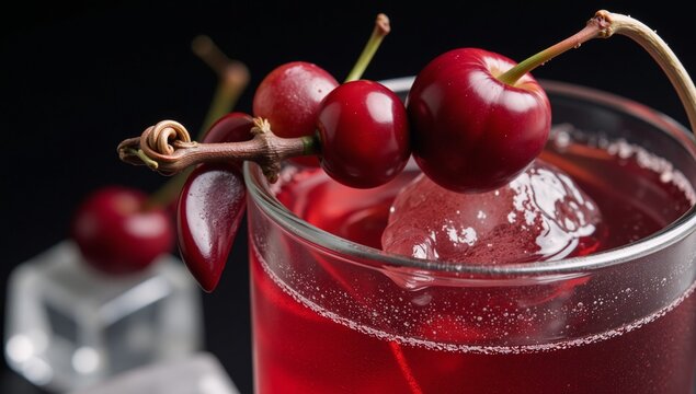 Vibrant drink featuring maraschino cherries
