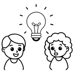 kids thinking idea vector illustration