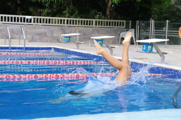 outdoor sports, swimming in pool exercise