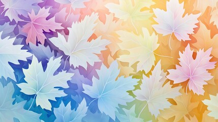 Fototapeta premium A colorful background with many leaves centered in the image, featuring leaves' distinct hues in the focal point