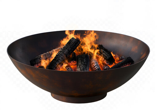 View of a cauldron digital fire pit guide on white background