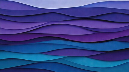 Obraz premium A painting of vibrant purple and blue waves set against a backdrop of deep blue and purple tones, with a white boat bobbing in the distance