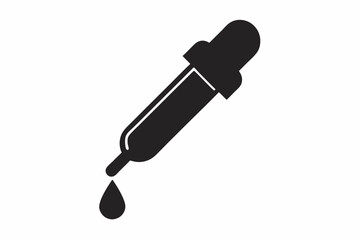 Black silhouette laboratory liquid chemical dropper tube icon and vector illustration 