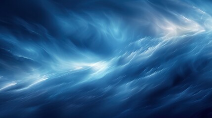 Abstract blue sea waves with soft textures and gentle movement under a serene sky during twilight hours