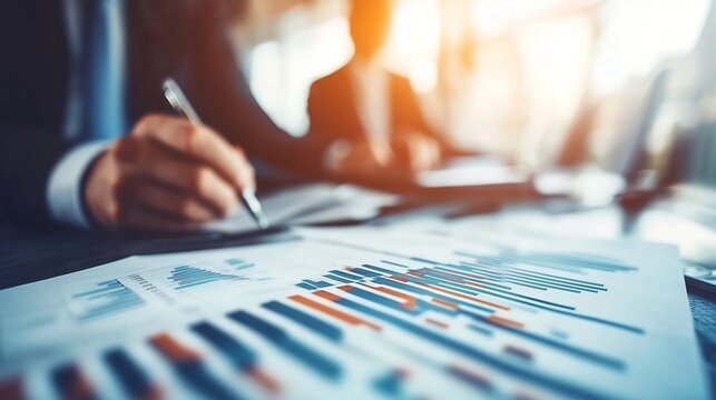 Focused Business Duo Reviewing Financial Data and Strategy